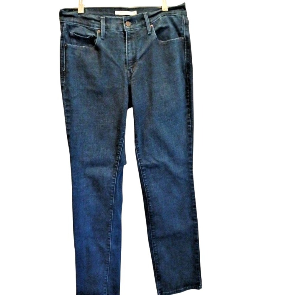 Levis 505 Straight Leg Jeans Womens Dark Wash Mid Rise Classic Denim Mom Jeans